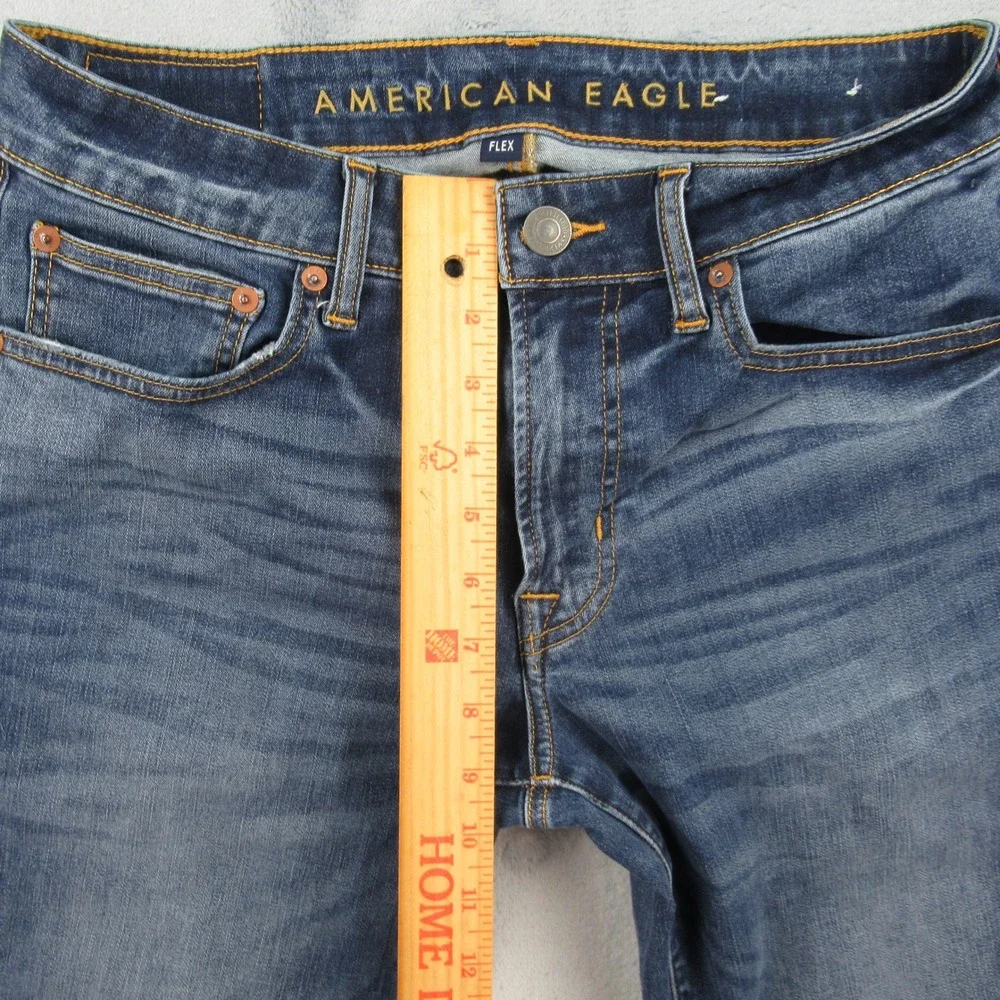 American Eagle Flex Slim Straight Jeans Mens 31x32 Medium Wash Blue Denim 3447